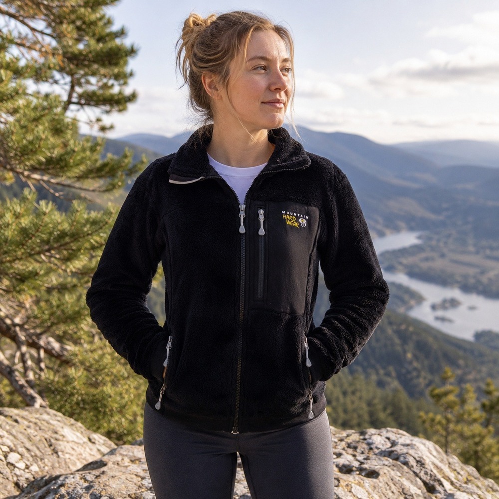Mountain Hardwear Fleece Jacket Polartec Thermal Pro Full Zip Black Women's M